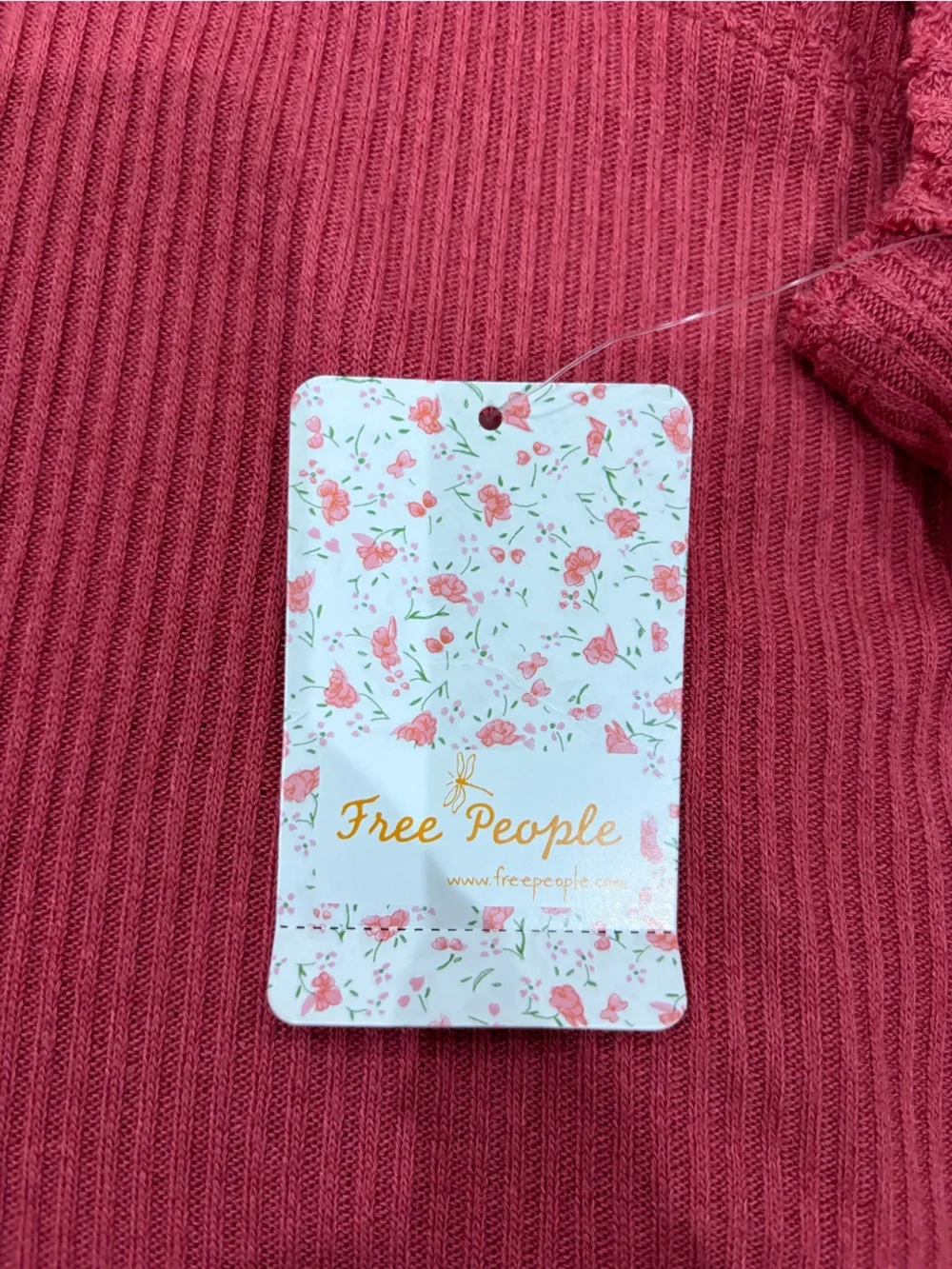 Free People Ribbed Scoop Crop Tank - Red Pink color size S NWT